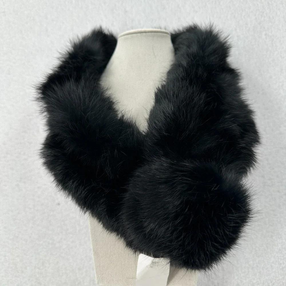 VTG‎ 1960s Adjustable Fur Collar Scarf Black One Size Beautiful Soft Old Money